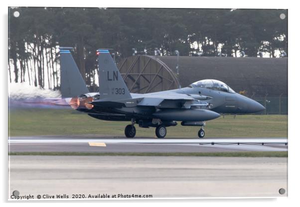 F-15 Eagle seen at RAF Lakenheath in Suffolk Acrylic by Clive Wells