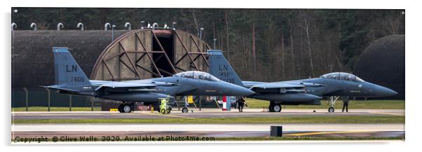 A pair of Eagles at RAF Lakenheath Acrylic by Clive Wells