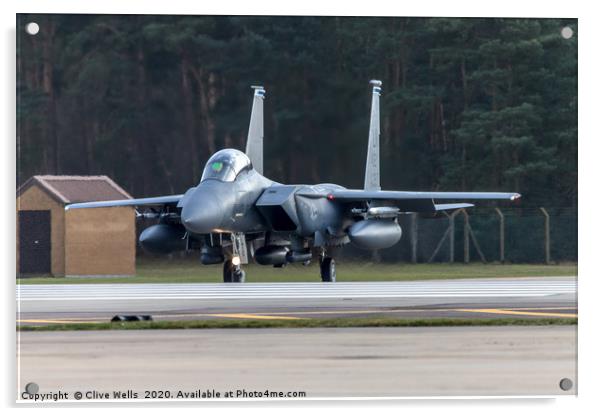 F-15E taxing to runway at RAF Lakenheath Acrylic by Clive Wells
