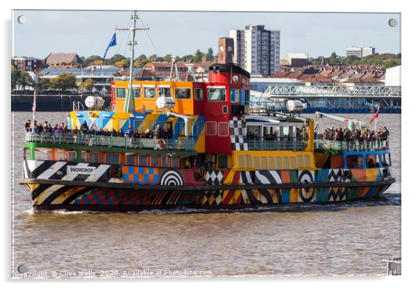 Packed Mersey Ferry on Liverpool`s waterfront Acrylic by Clive Wells