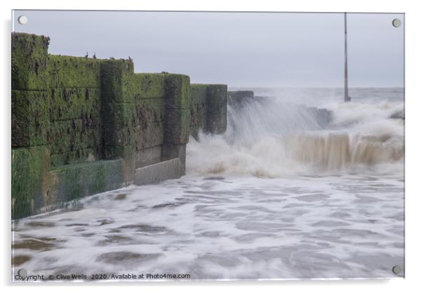 Waves using ND filter seen at Hunstanton, Norfolk Acrylic by Clive Wells