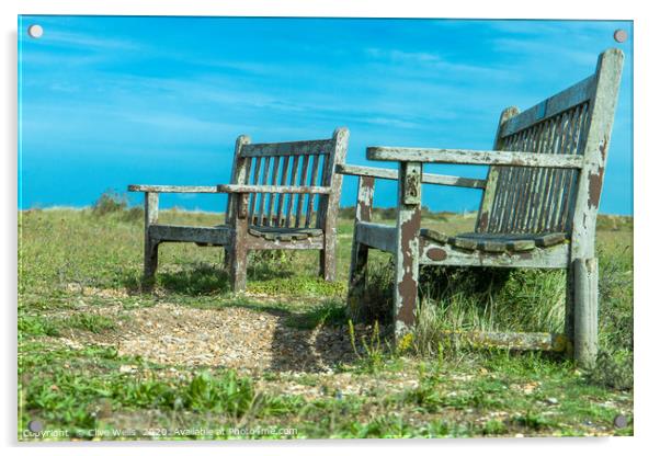 Well worn seats at Snettisham beach in Norfolk Acrylic by Clive Wells