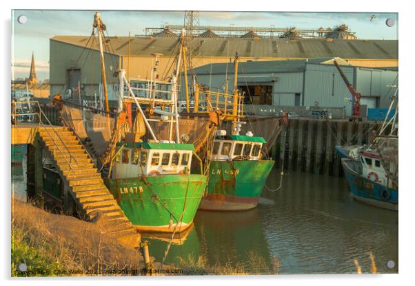 Fishing boats at low tide Acrylic by Clive Wells