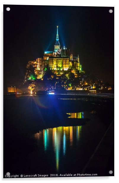 Mont Saint Michel, France lit up at night Acrylic by Lenscraft Images