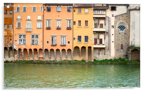 Ancient houses overlooking the Arno river  Acrylic by Valerio Rosati