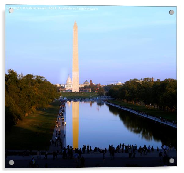 Washington Monument and Reflecting Pool Acrylic by Valerio Rosati