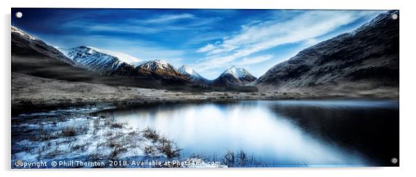 Glen Etive Scotland panorama Acrylic by Phill Thornton