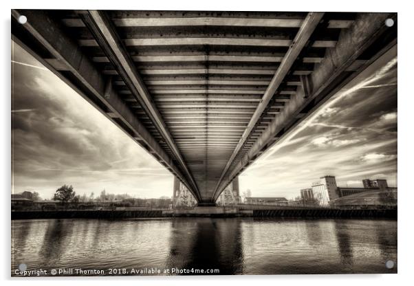 Millennium Bridge, Salford Quays No.3 Acrylic by Phill Thornton