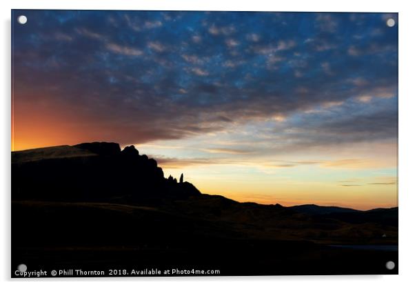 Sunsetting over The Old Man of Storr. Acrylic by Phill Thornton