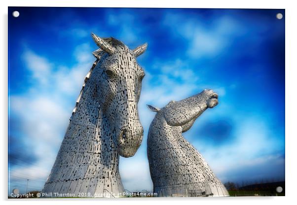 The Kelpies No.4 Acrylic by Phill Thornton