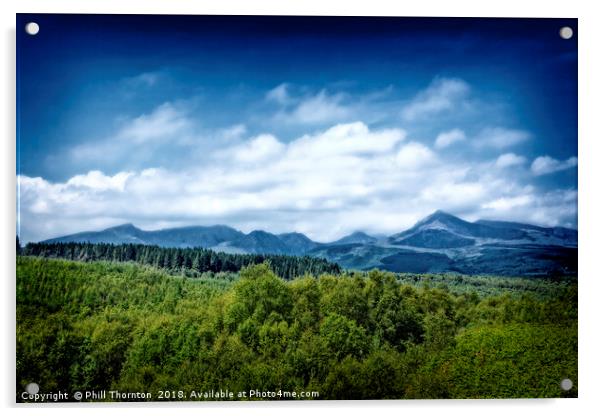 The Goatfell Mountain range, Isle of Arran No.2. Acrylic by Phill Thornton