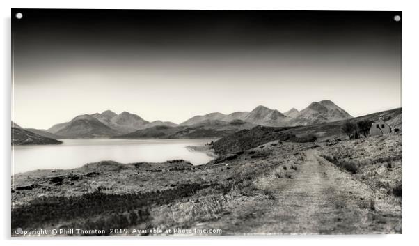 The Sound of Raasay and The Cuillin range No.2 Acrylic by Phill Thornton