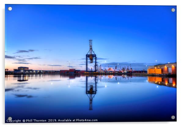 Dock yard industrial cityscape Acrylic by Phill Thornton