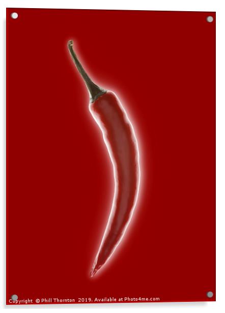 Chilli pepper Acrylic by Phill Thornton