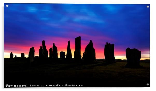 Sunset over the  Callanish Standing Stones Acrylic by Phill Thornton
