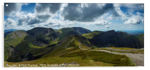 Panoramic view from the top of Grisedale Pike Acrylic by Phill Thornton