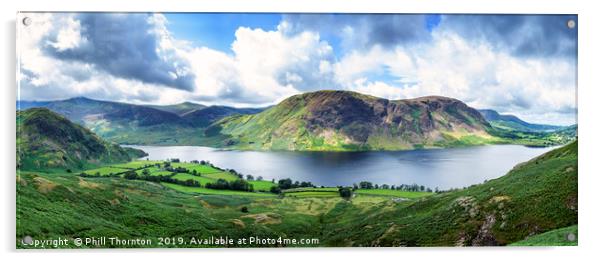 Panoramic view of Crummock Water, Lake District. Acrylic by Phill Thornton