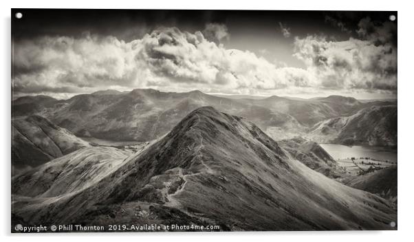 View of Whiteless Pike and beyond. Acrylic by Phill Thornton