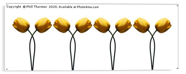 Repeated pattern of beautiful yellow tulips. Acrylic by Phill Thornton