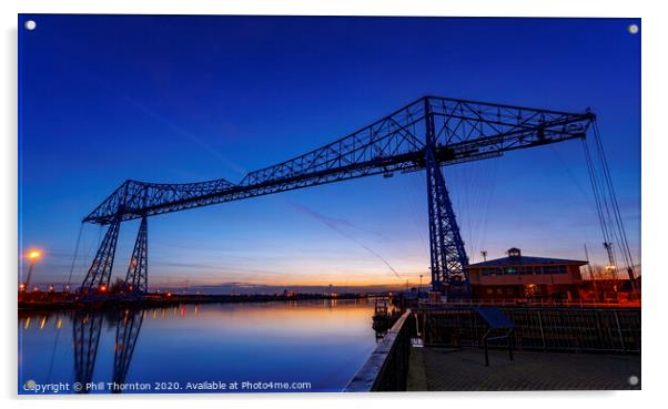 Tees Transporter bridge. Acrylic by Phill Thornton