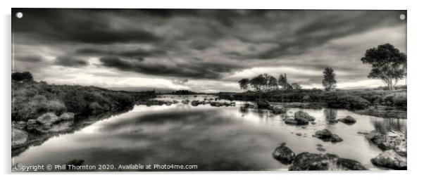 Rannch Moor No.1 B&W. Acrylic by Phill Thornton