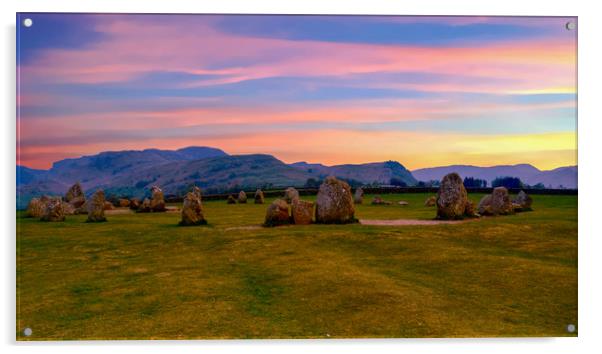 Sunset over Castlerigg Stone Circle Acrylic by Scott Paul