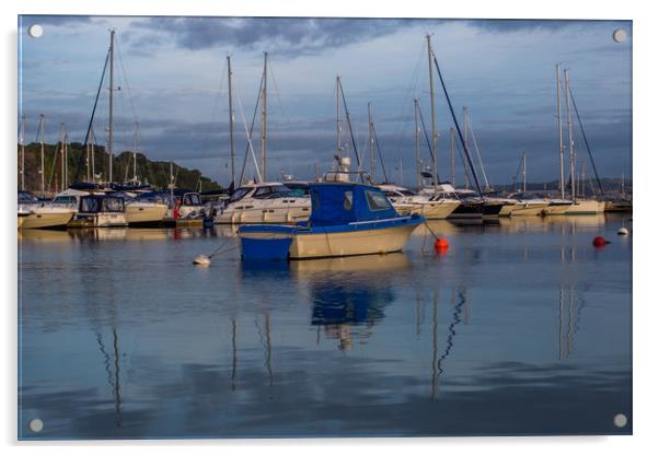 Early morning boats in harbour Acrylic by Steve Mantell