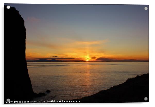 Silhouette and Sunset at Neist Point, Isle of Skye Acrylic by Susan Snow