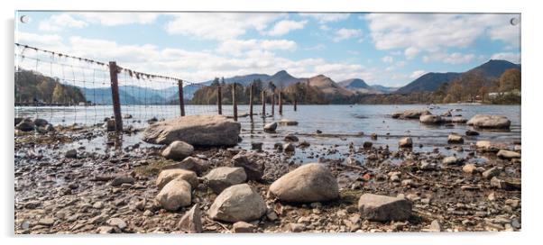 Derwent waters stones Acrylic by Mike Hughes