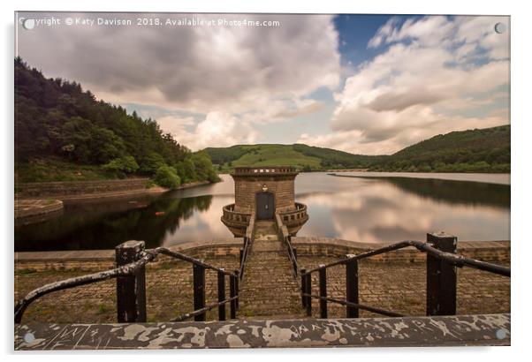 Down to the dam - Ladybower Reservoir Acrylic by Katy Davison