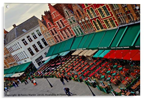Bruges Markt in Bruges, Belgium Acrylic by Penny Martin
