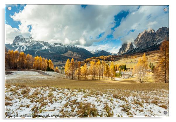 Autumn in the Dolomites Acrylic by Slawek Staszczuk