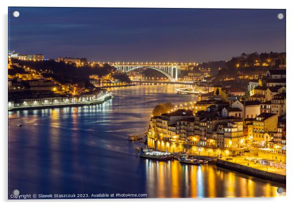 Porto Night Acrylic by Slawek Staszczuk