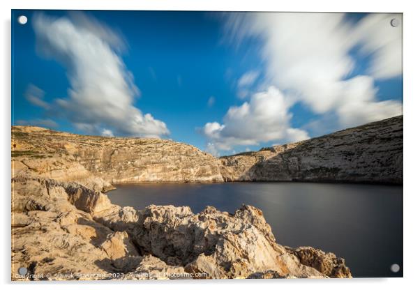 Dwejra Bay on Gozo Acrylic by Slawek Staszczuk