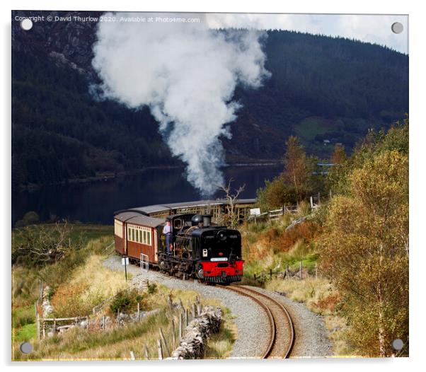 Welsh Highland Railway locomotive No87 winds its way to Rhyd Ddu. Acrylic by David Thurlow