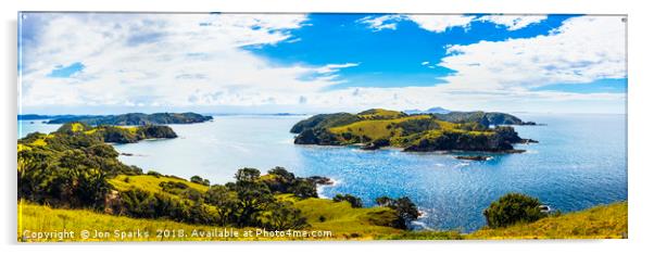 Bay of Islands panorama Acrylic by Jon Sparks