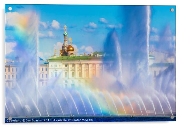 Fountains and Winter Palace Acrylic by Jon Sparks