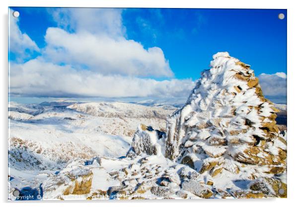 Snowy cairn on Swirl How Acrylic by Jon Sparks