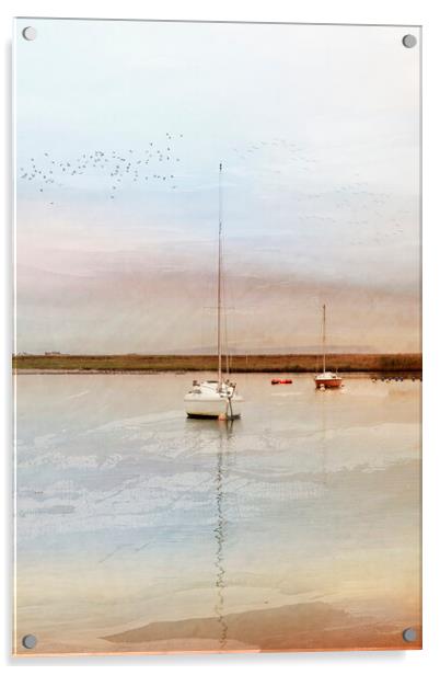 Impressionist style image of boats in Christchurch harbour Acrylic by Anthony Hart