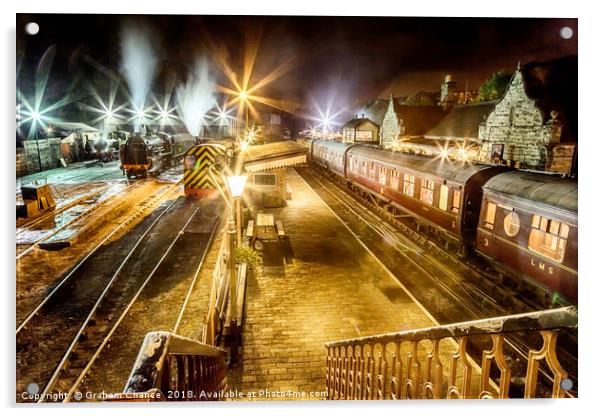 Bridgnorth Station at night Acrylic by Graham Chance