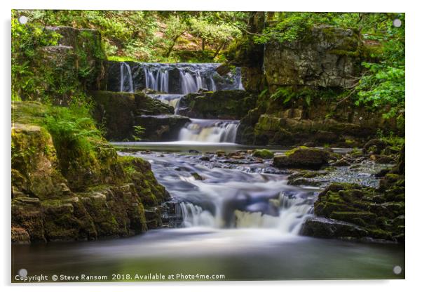 Sgwd Pedol Waterfall, Vale of Neath Acrylic by Steve Ransom