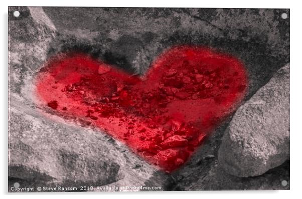 Red Stone Heart Acrylic by Steve Ransom