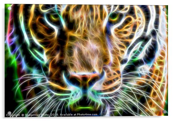 Tiger Face fractalius wall art Acrylic by GadgetGaz Photo