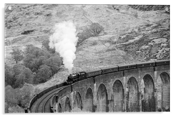 Glenfinnan viaduct Jacobite steam train Acrylic by stuart bingham