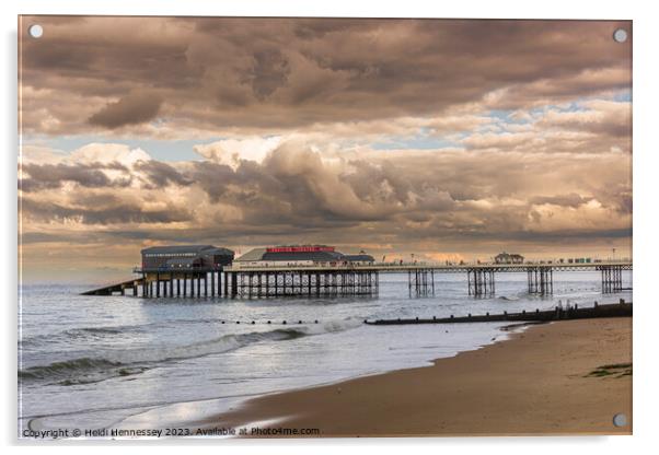 Cromer Pier in the Evening Sun as a Storm rolled i Acrylic by Heidi Hennessey