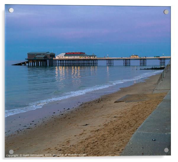 Cromer Pier in the Pink light Acrylic by Heidi Hennessey