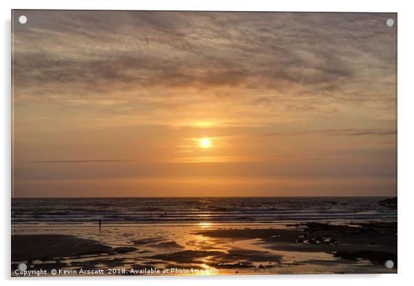 Crackington Haven Sunset, Cornwall Acrylic by Kevin Arscott