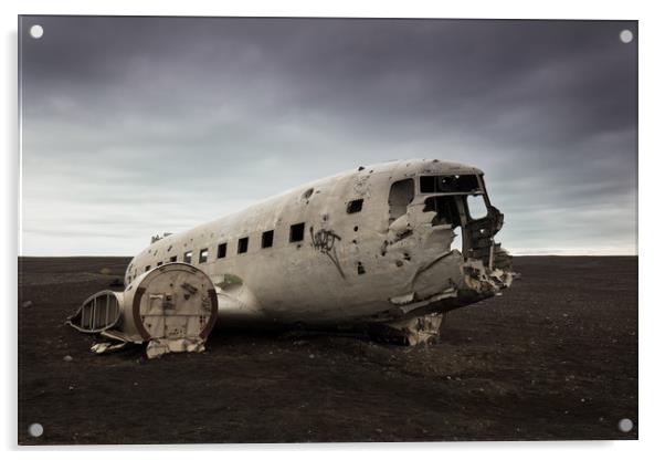 Wreck of US Navy DC-3, Iceland Acrylic by Gair Brisbane
