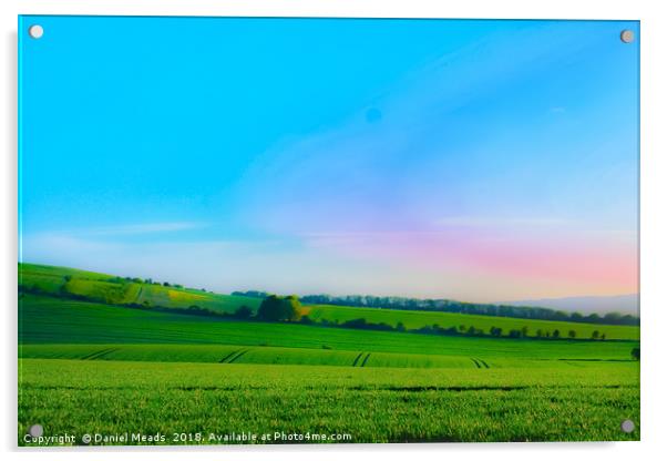 Rolling British countryside Acrylic by Daniel Meads