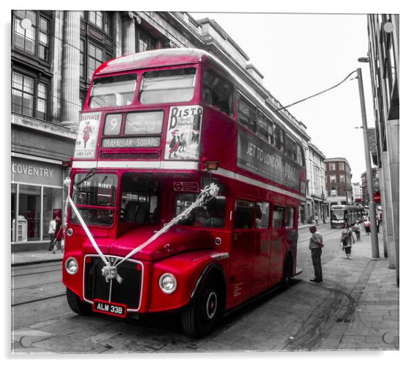 Iconic London Bus in Nottingham Acrylic by Simon Hill